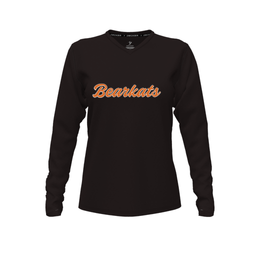 [CUS-DFW-TEES-PER-VNK-LSL-BLK-FYXS-LOGO1] Decker Performance T-Shirt (Female Youth XS, Black, V Neck, Logo 1, Long Sleeve)